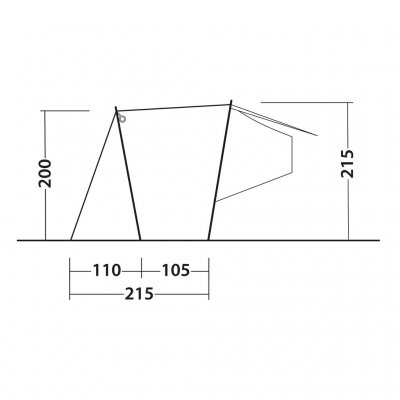 Dimensions for connection to the car for Outwell Dune SUV