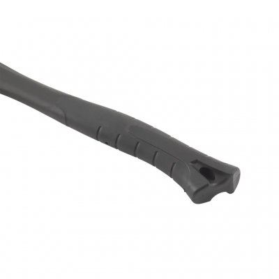 The hammer has a comfortable rubber handle.