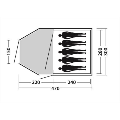 Planlösning med sovkabin för Easy Camp Eclipse 500