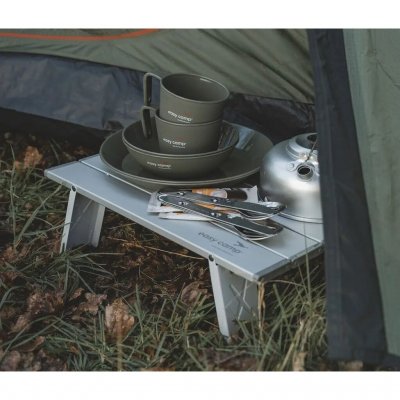 A small and sturdy table that works perfectly for cooking or other activities close to the ground.