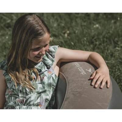 Inflatable armchair that works just as well inside the tent as outside.