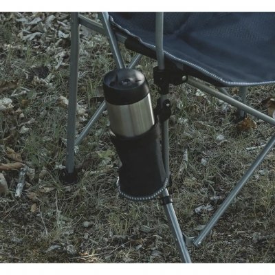 The chair has a practical cup holder.