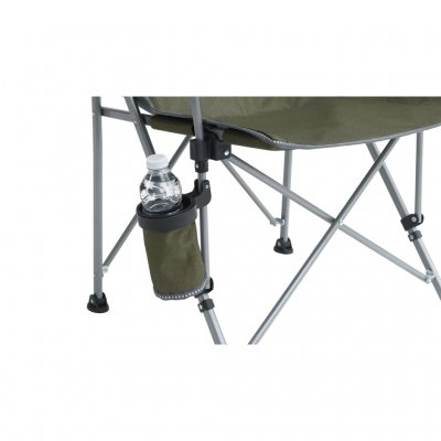 The chair has a practical cup holder.