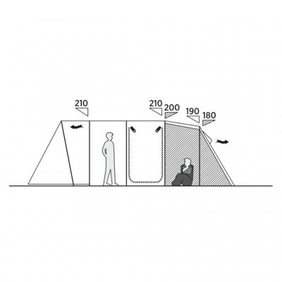 Height sketch for the family tent Easy Camp Sola 6