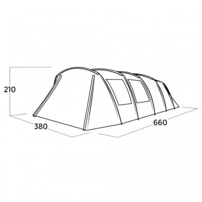 Dimension sketch for the family tent Easy Camp Sola 6