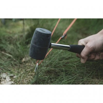 The hammer is designed for camping and other outdoor activities, such as securing tent pegs.