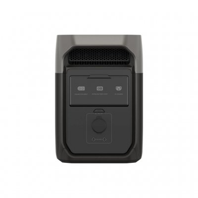 EcoFlow Delta 3 back side with charging ports and 12V outlet.