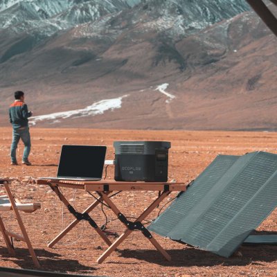 Charge your Power Station with a solar panel out in the field.