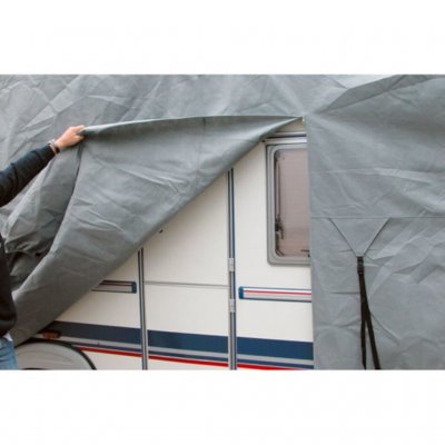 The caravan cover has an openable side which makes it easy to access the caravan.