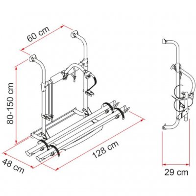 Dimensions for Fiamma Carry-Bike UL 48 Svart Bike rack