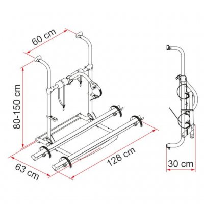 Dimensions for Fiamma Carry-Bike UL Bike Rack