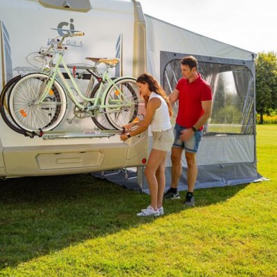 Bike rack for motorhomes that is easy to use.
