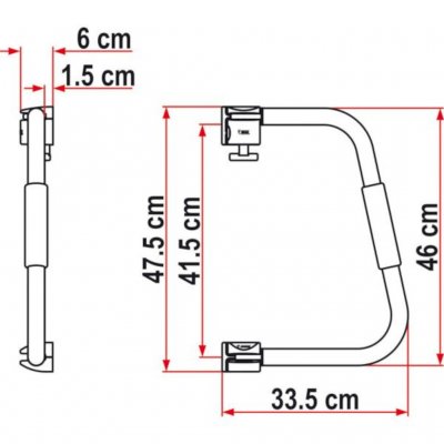 Dimensions support handle for caravan and mobile home 46 cm
