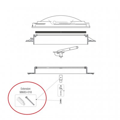 Solves installations with thicker ceilings.