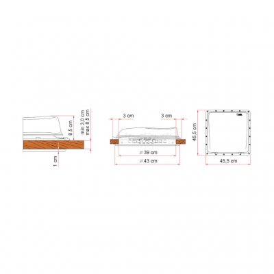 The roof hatch is suitable for holes of up to 42 cm.