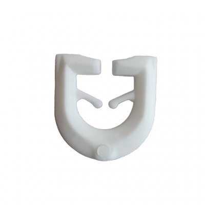 Curtain hooks made of plastic for caravans and motorhomes.