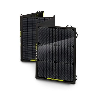 The solar panel is foldable so it takes up less space in the gasket.