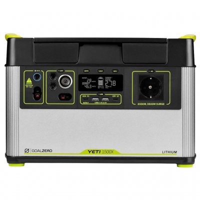 Goal Zero Yeti 1500X Power Station with 230V, USB and 12V sockets for camping, cottages or outdoor activities.