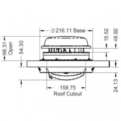 Exploded view Maxxfan Dome roof vent - 158 mm