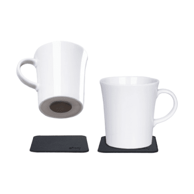 Silwy Magnetic Coffee mugs in porcelain with a magnetic underside that stands incredibly stable on metallic surfaces