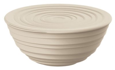Larger bowl with lid made of recycled plastic in Italy. Perfect for the salad, chips or fruit.