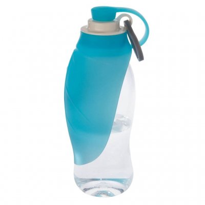 A silicone bowl attaches to the bottle so your dog can drink. Perfect for camping.