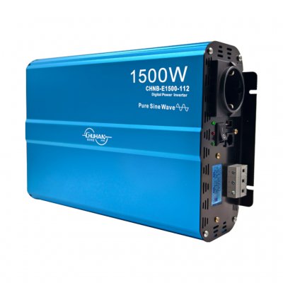 Pure sine wave inverter with 1500W power output. Allows you to run 230V electronics via a 12V battery.