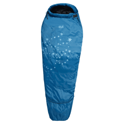 Jack Wolfskin Grow Up Comfort Blå En varm barnsovsäck som även går reglera i längd för att undvika en luftficka i botten på
