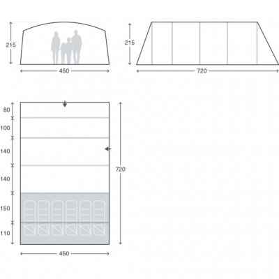 Floor plan for the Kampa Saunton AIR 06 family tent