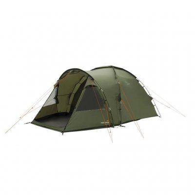 Easy Camp Kinn 4, an inexpensive 4-person family tent with two dark bedrooms and a bright living room.