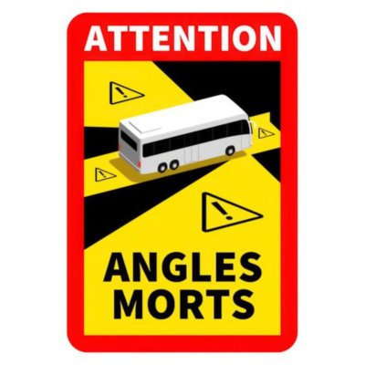 Sticker with Angles Morts as required in France.