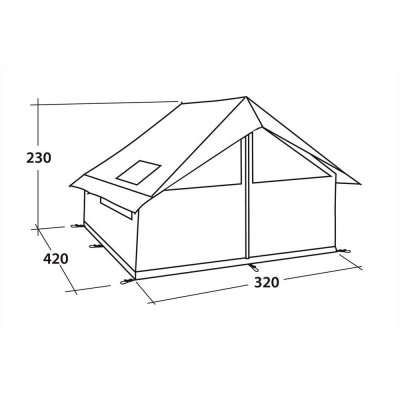 Dimensional sketch of the Robens Prospector camp tent
