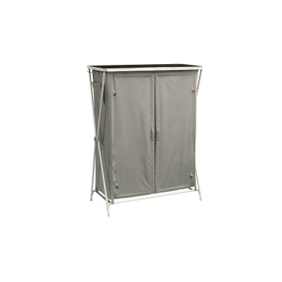 Cabinets for awnings and tents with fixed doors with magnetic locks and handles.