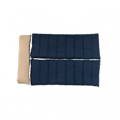 The sleeping bag can easily be separated into two single sleeping bags without pillows.