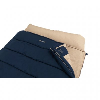 Outwell Contour Lux double camping sleeping bag with built-in pillows, suitable for the entire camping season.