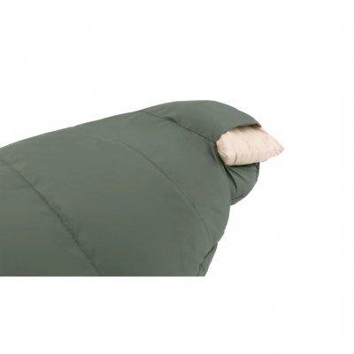 The sleeping bag has a built-in, removable pillow.