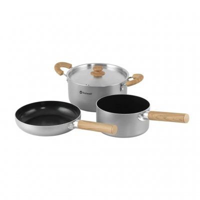 The pot set is made of aluminium with a durable non-stick coating.