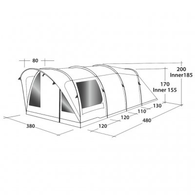 Dimensional drawing for Outwell Lawndale 6.