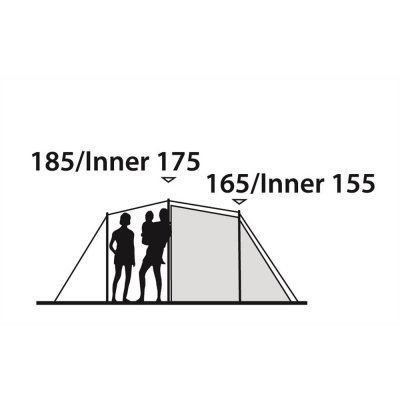 Campingtältet har ståhöjd i både förtältet och i sovkabinen.