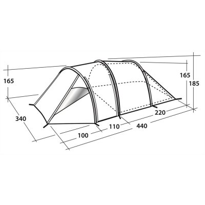 Måttskiss till campingtältet Outwell Prescot 500