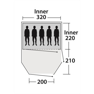 Planlösning för campingtältet Prescot 500 från Outwell.