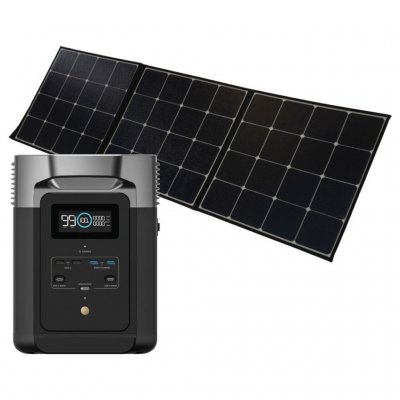 Package with EcoFlow Delta 2 and solar panel.