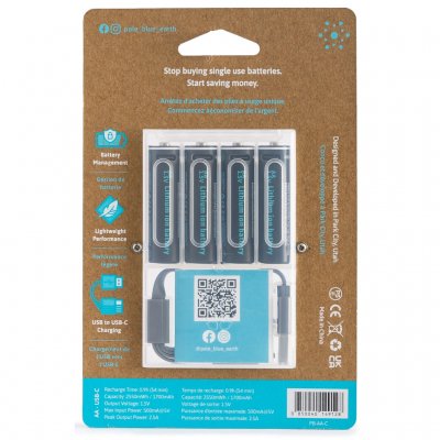 4-pack of rechargeable AA batteries that charge via USB-C