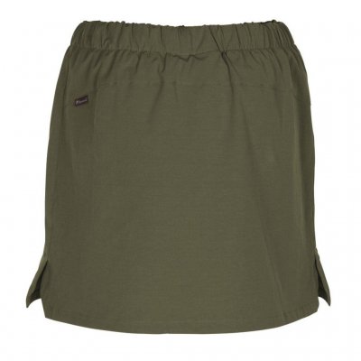 Pockets with zipper and elastic waist.