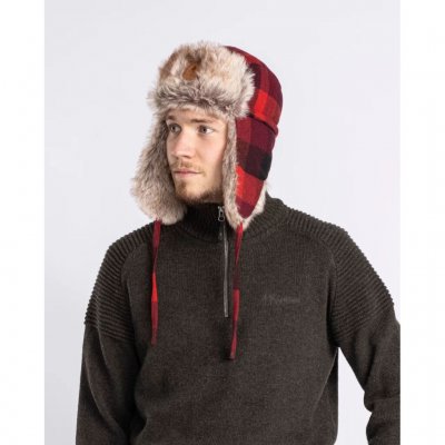 Pinewood Classic Checked Fur Hat Red