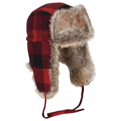 Pinewood Classic Checked Fur Hat Red