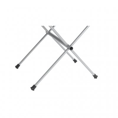 The table has a steel frame