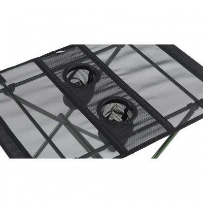 Tabletop in polyester and mesh, with two integrated cup holders.