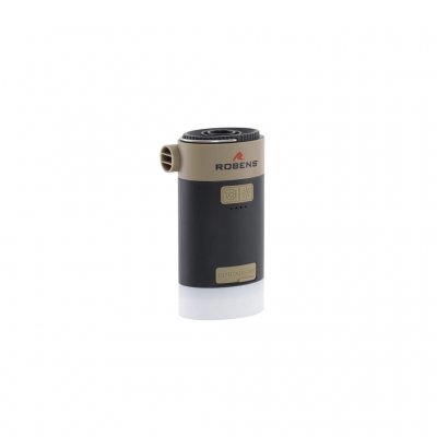 Compact and durable battery-powered air mattress pump that also functions as a lamp and power bank.