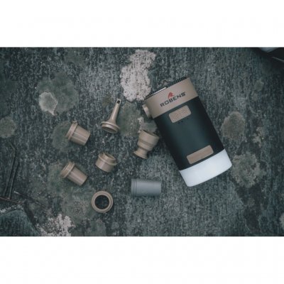 The air pump from Robens comes with 5 different nozzles as well as an adapter for Robens sleeping mats and Outwell FHF valves.